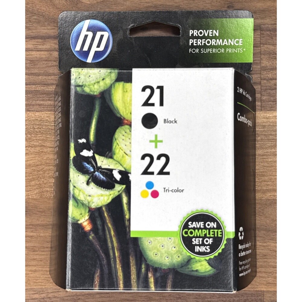 HP 21 & 22 Black & Tri-Color Combo Pack Expired GENUINE HP SEALED  Exp 2013